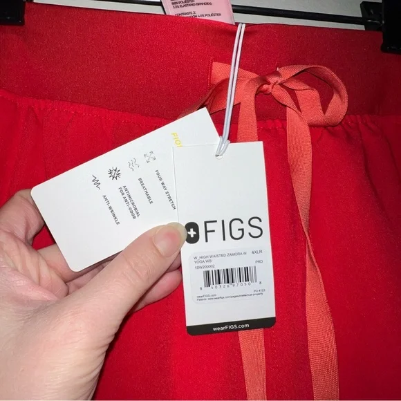 Figs High Waisted Zamora Jogger Scrub Pants Pop Red Nurse Hospital size 4XLR New - Picture 6 of 11